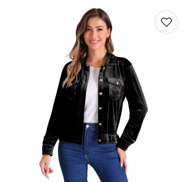 Chicos Velvet Jacket  Blazer Rayon Blend Long Sleeve Lined Black Size 1 ( Med/8) - Picture 1 of 10